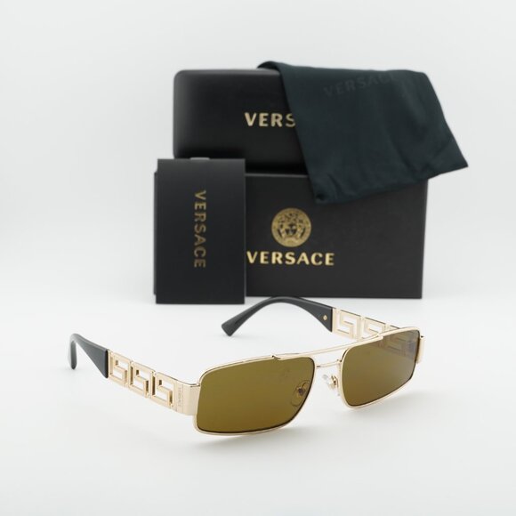 Versace VE2257 100273 Rectangle Sunglasses – Shiny Gold/Brown main image 6
